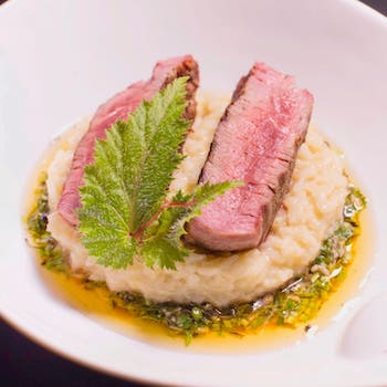 Private chef plated steak and risotto in Costa Rica
